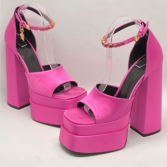 Versace Medusa Crystal Ankle-Strap Platform Sandals size 38 - Picture 5 of 16